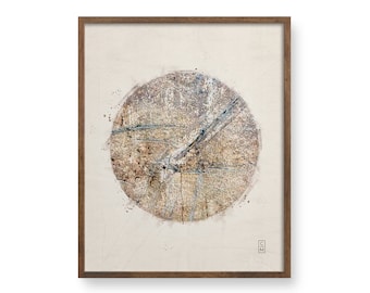 Współczesny abstrakcyjny nadruk inspirowany naturą Dekoracja ścienna do salonu Uspokajający domowy gabinet Spa Medytacja Ziemisty ton Okrągły wzór