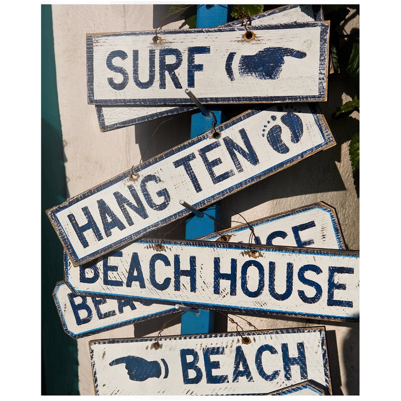 Beach Metal Wall Art Prints Signs Beach House Surf Hang Ten Etsy