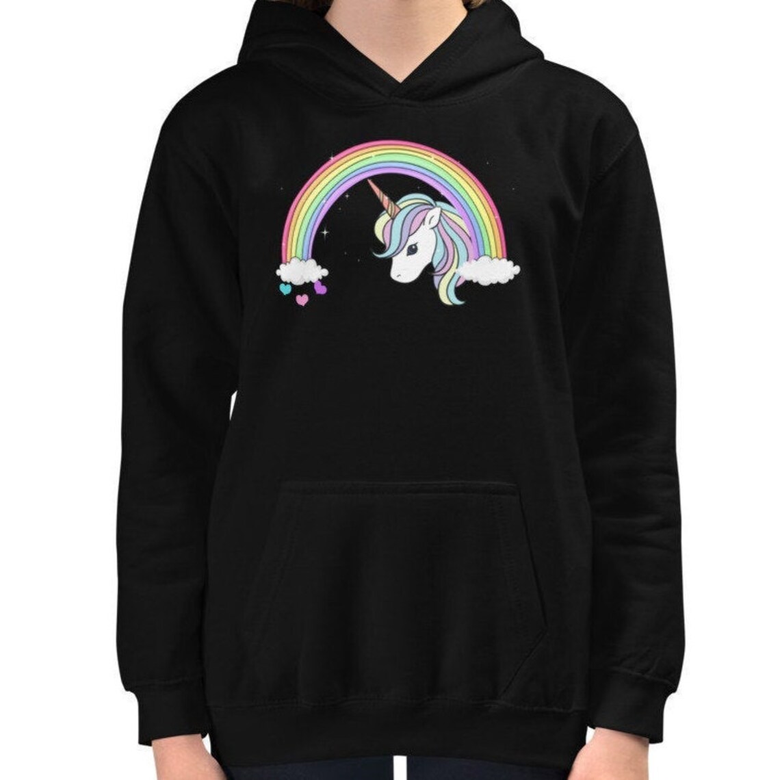 Unicorn Rainbow With Sparkles and Hearts Kids Hoodie Cute - Etsy