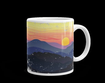Kubek z nadrukiem Sunset Over the Mountains