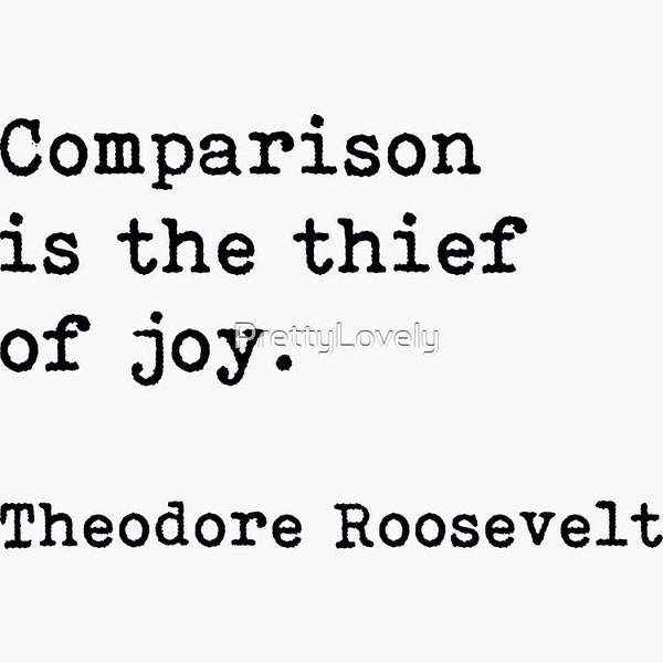 Comparison Is The Thief Of Joy, Theodore Roosevelt, Motivational Quote vinyl Sticker Laptop Sticker, Water Bottle Sticker, mobile Sticker