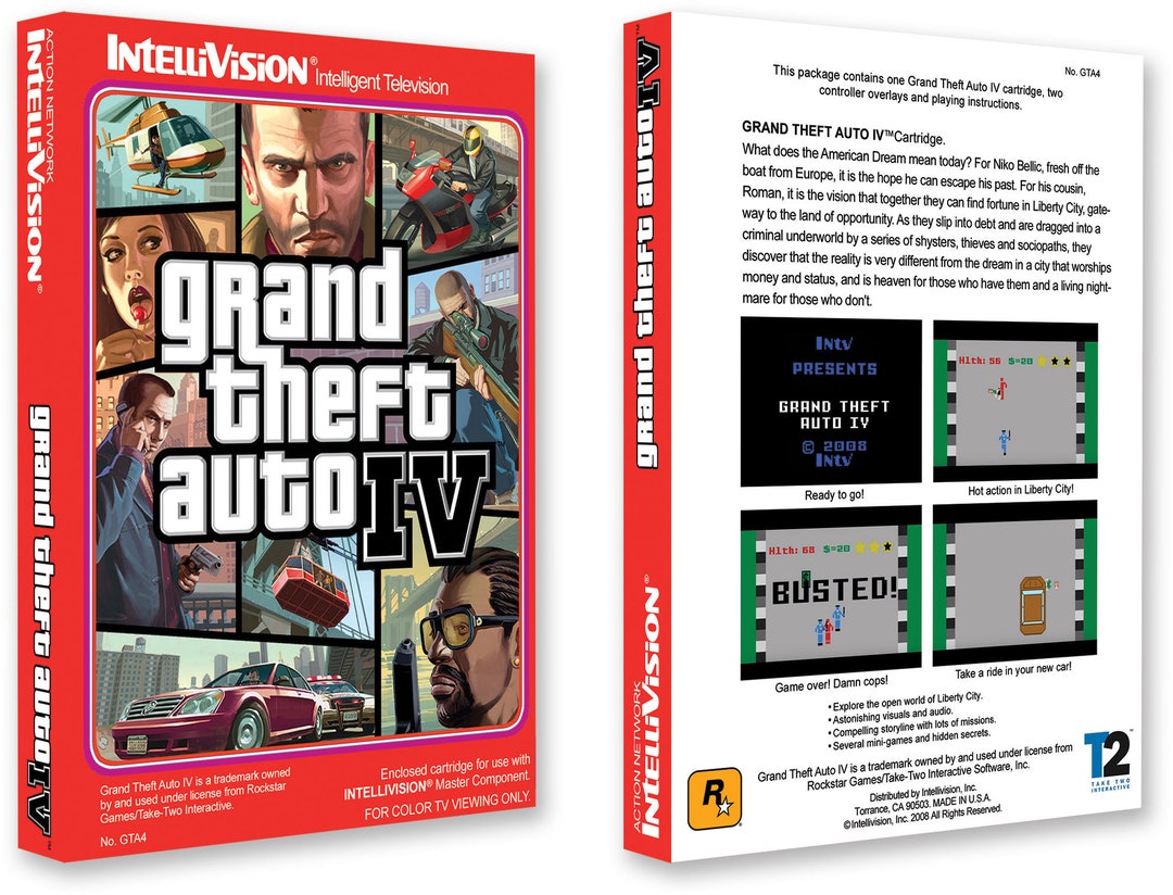 Grand Theft Auto IV box for the Mattel Intellivision Game 