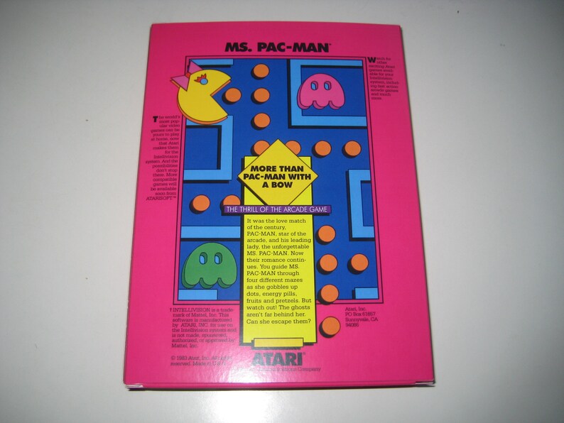 Ms. Pac-man (box for the Mattel Intellivision Game) - Etsy