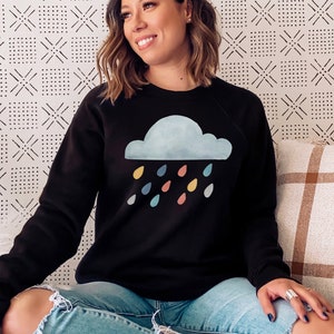 Rainbow Rain Cloud Shirt, Rainy Day Watercolor Tee Gift for Rain Lover, Gift For Meteorologist, Gift for Weather Girl, Boho Colorful Cloud