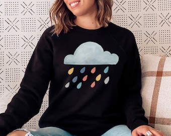 Rainbow Rain Cloud Shirt, Rainy Day Watercolor Tee Gift for Rain Lover, Gift For Meteorologist, Gift for Weather Girl, Boho Colorful Cloud