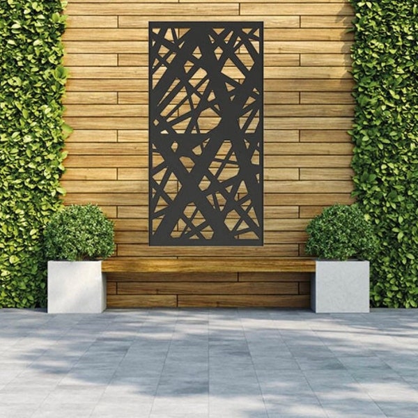 Decorative aluminium screens and panels, laser cut, privacy screens, garden and indoor screens and panels -  “Pick Up Sticks” design