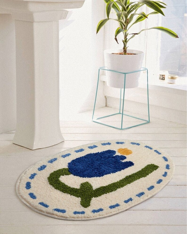 Tulip Bath Rug house Design Cute Rug Indie Rug Art Rug Etsy