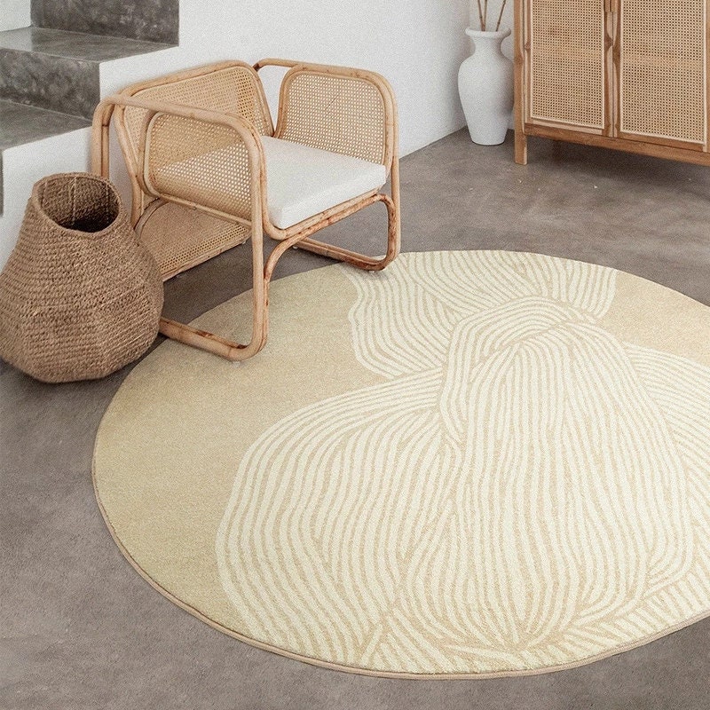 Japanese Style Round Rug Soft Rug Abstract Rugs Modern Rug Etsy