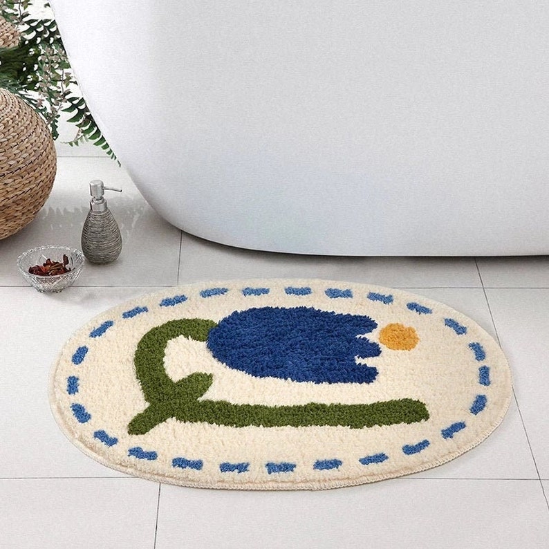 Tulip Bath Rug house Design Cute Rug Indie Rug Art Rug Etsy