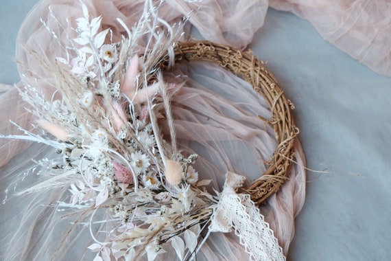 Everlasting wreath: Pastel floral wreath, dried florals | free delivery