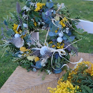 Fresh Spring wreath: Spring floral wreath, dried florals, acacia | free delivery