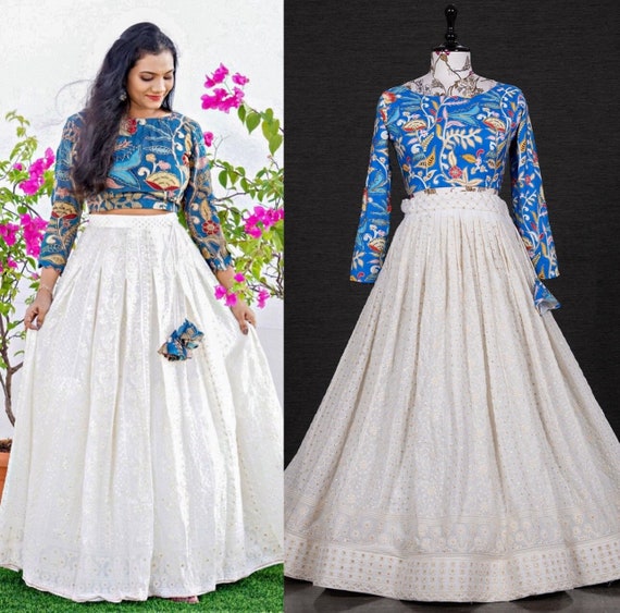 Designer Sky Blue Net Lucknowi Work Wedding Lehenga Choli in Surat at best  price by DHAGA FASHION - Justdial