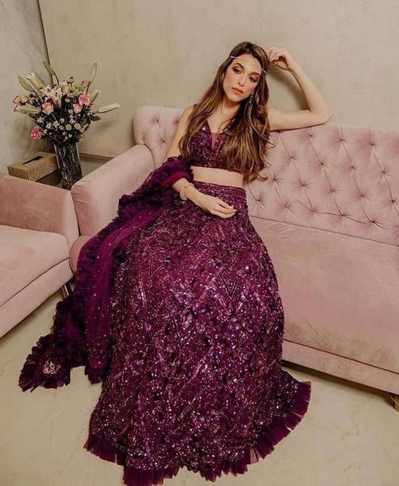 Purple Designer Sequin Lehenga Choli for Partybollywood Fancy - Etsy Finland