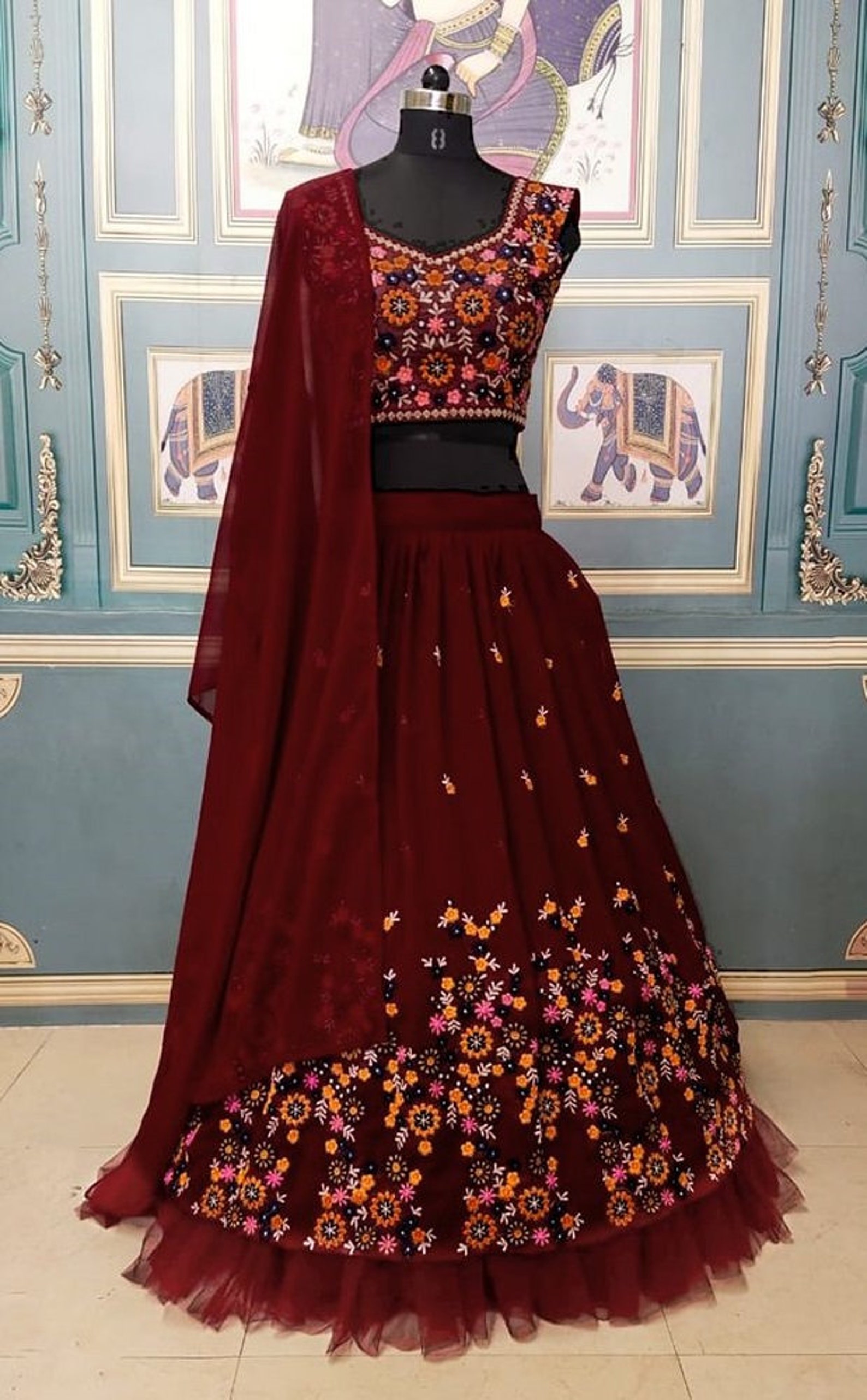 ruffled lehenga choli