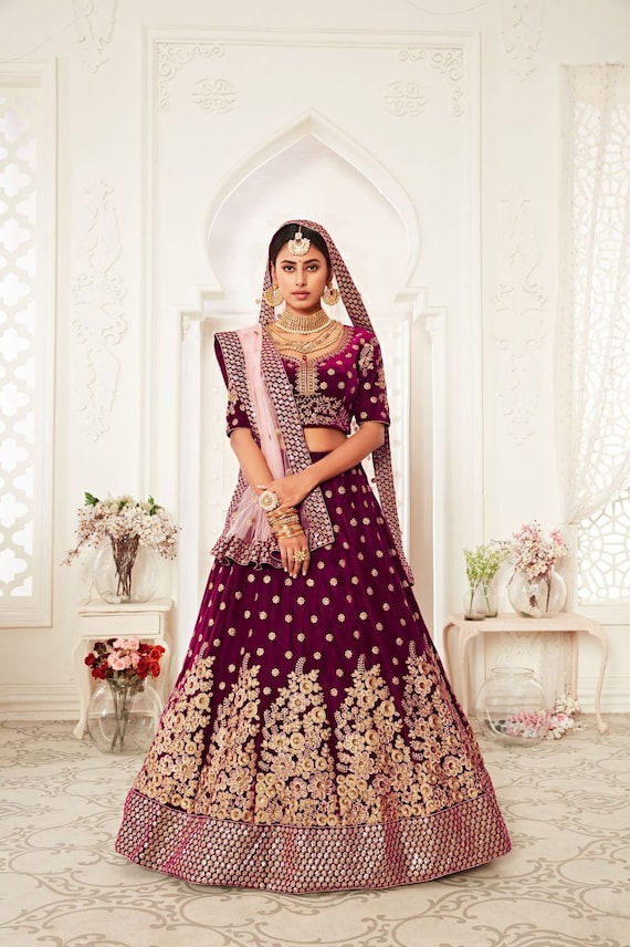 Sabyasachi Purple Lehenga Choli for Women Indian Wedding Bridal
