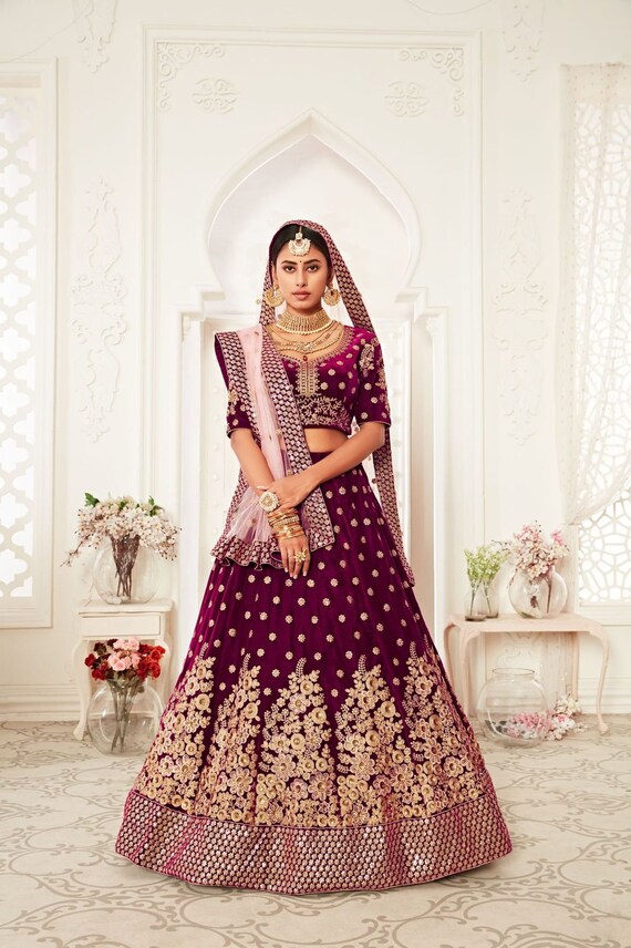 Sabyasachi Purple Lehenga Choli for Women Indian Wedding Bridal