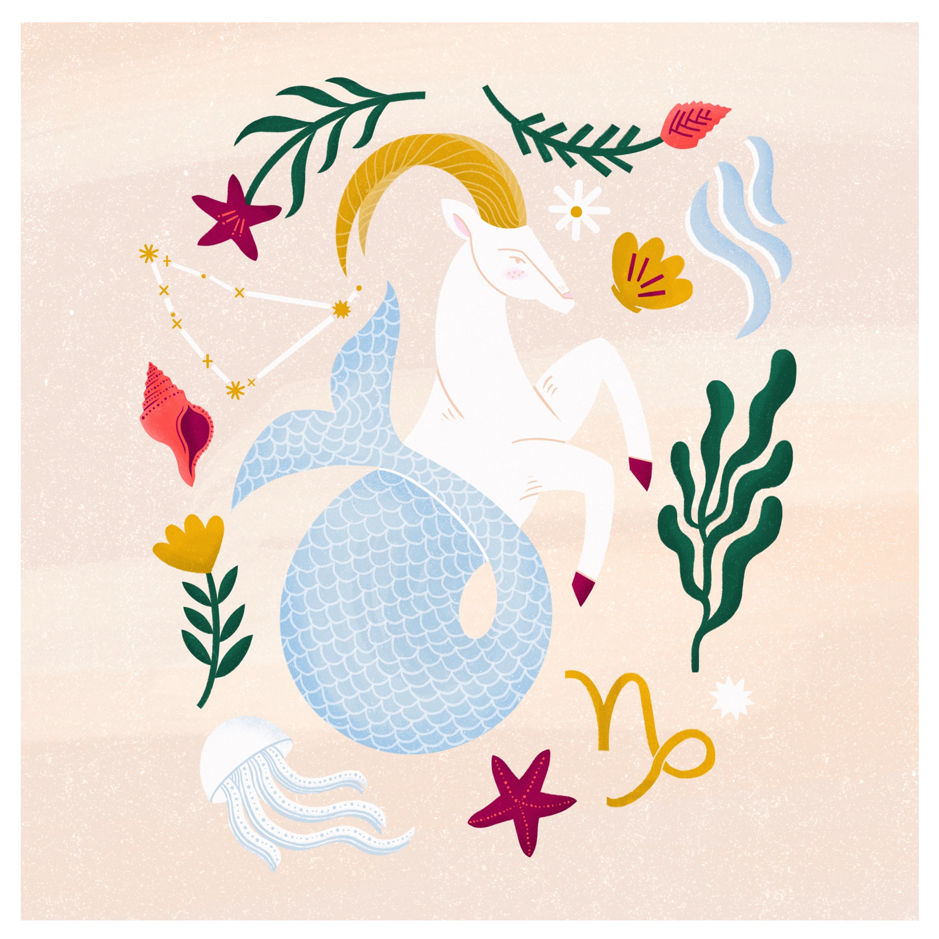 Affiche Décorative Imprimée Signe Astrologique Capricorne - Edition Limitée