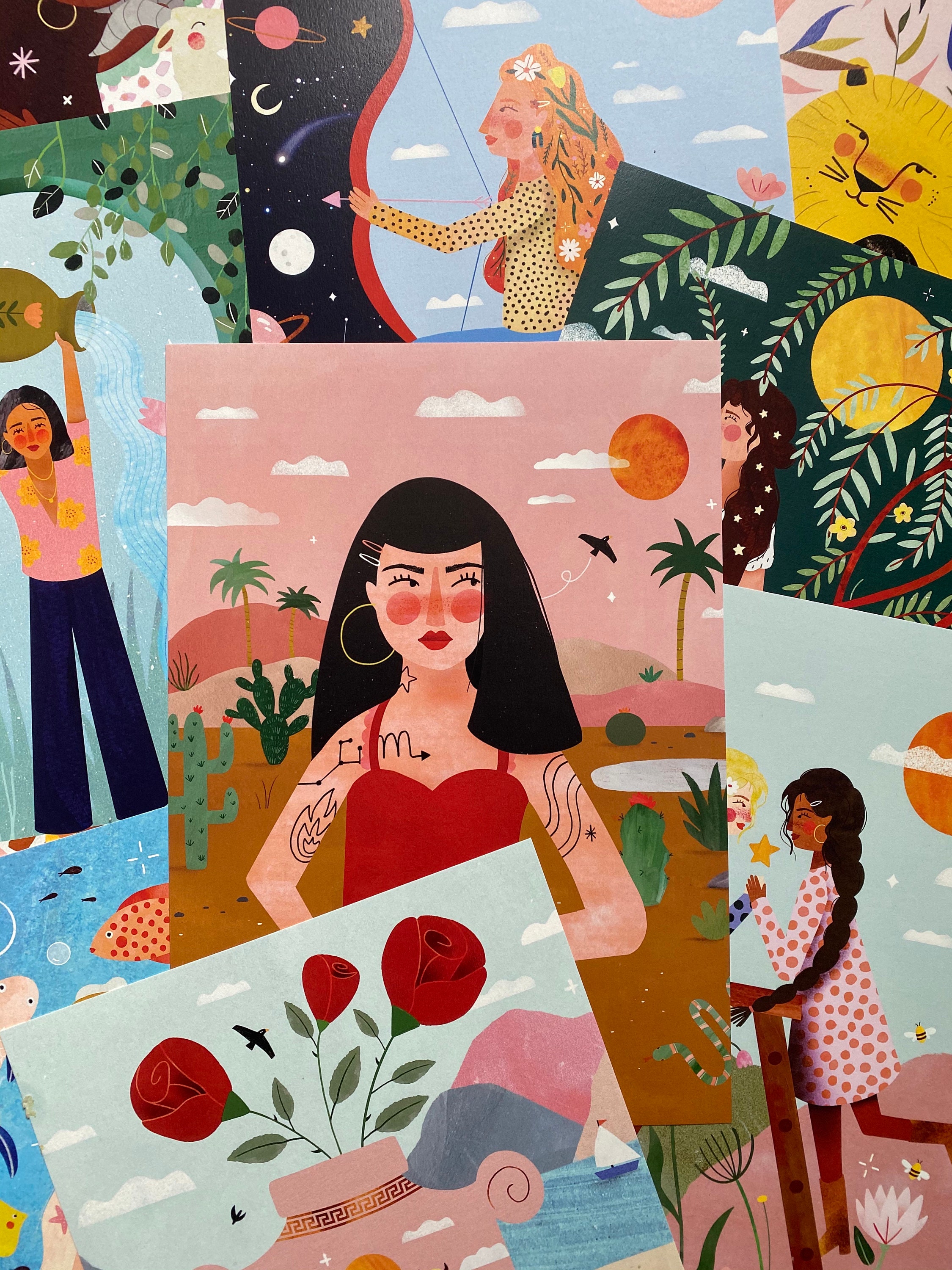 Pack 12 Cartes Illustrées Signes Astrologiques