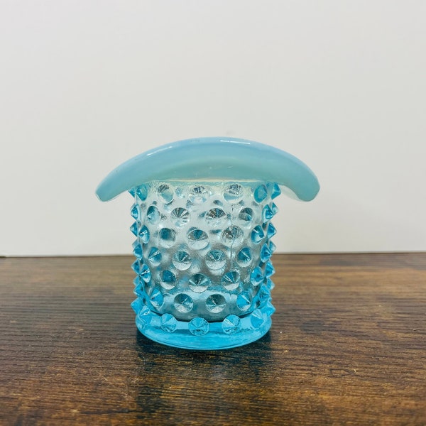 Vintage Fenton Blue Opalescent Hobnail Top Hat