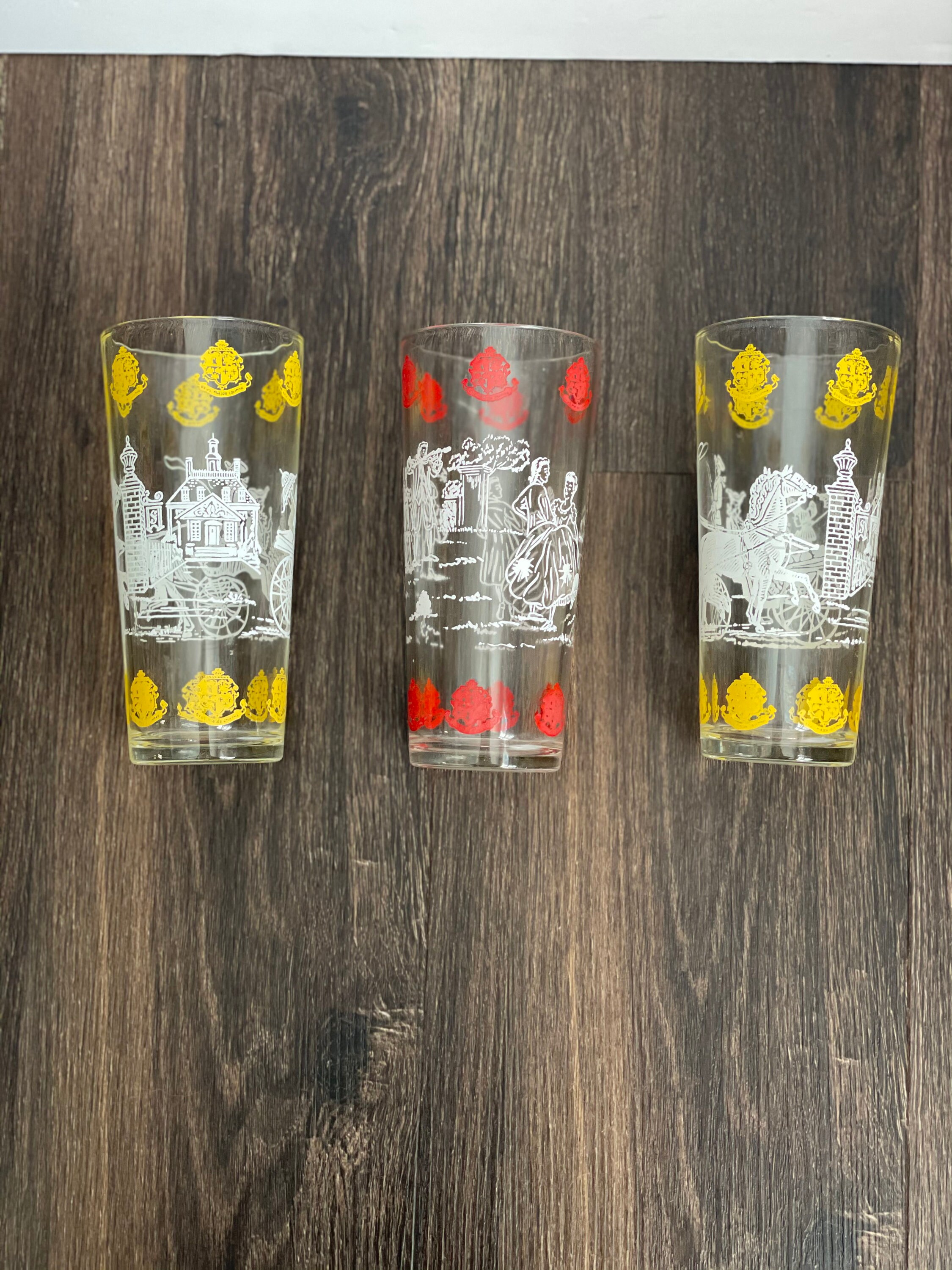 Vintage Colonial Williamsburg Souvenir Glasses Drinking Glass Etsy