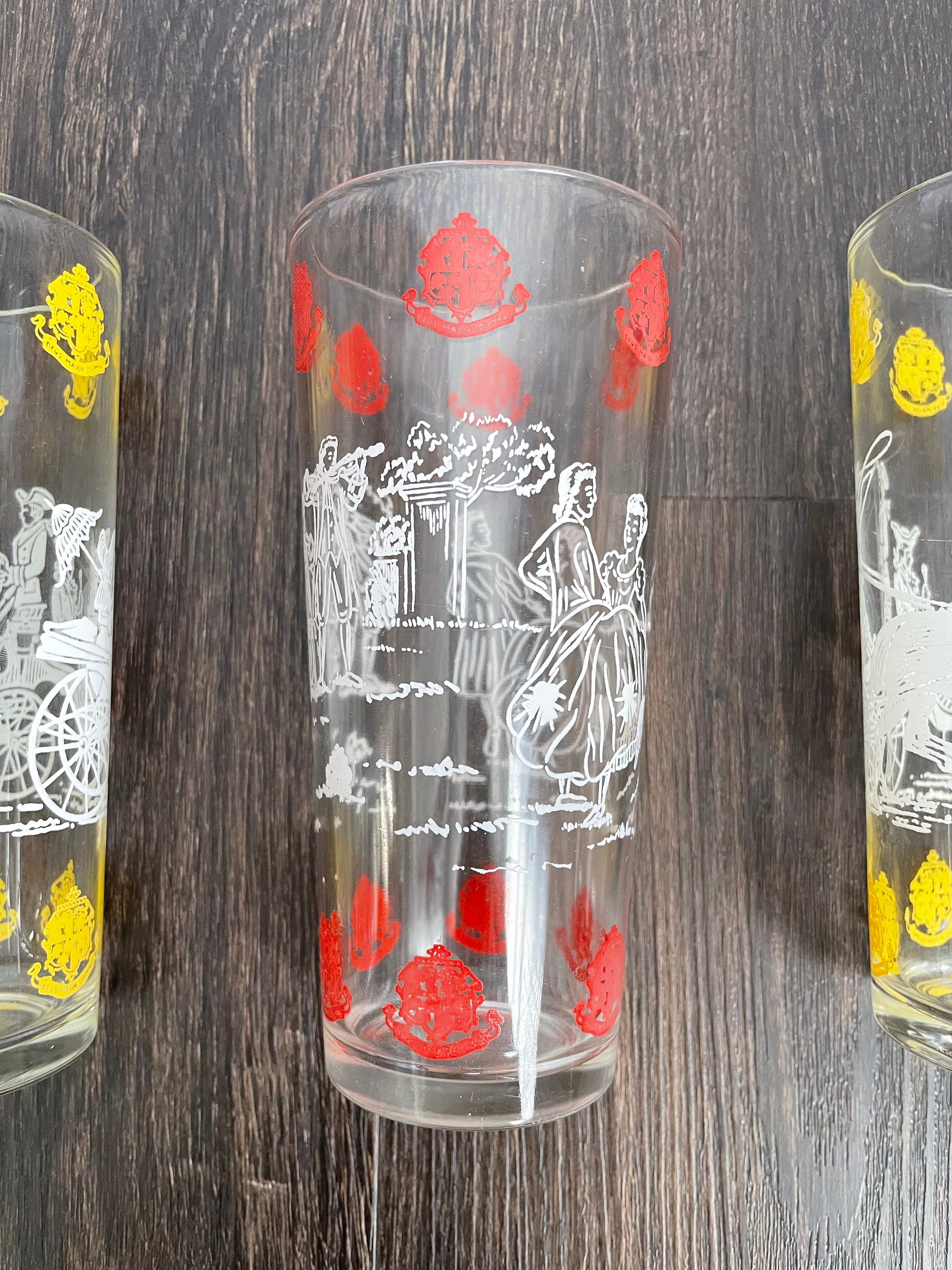 Vintage Colonial Williamsburg Souvenir Glasses Drinking Glass Etsy