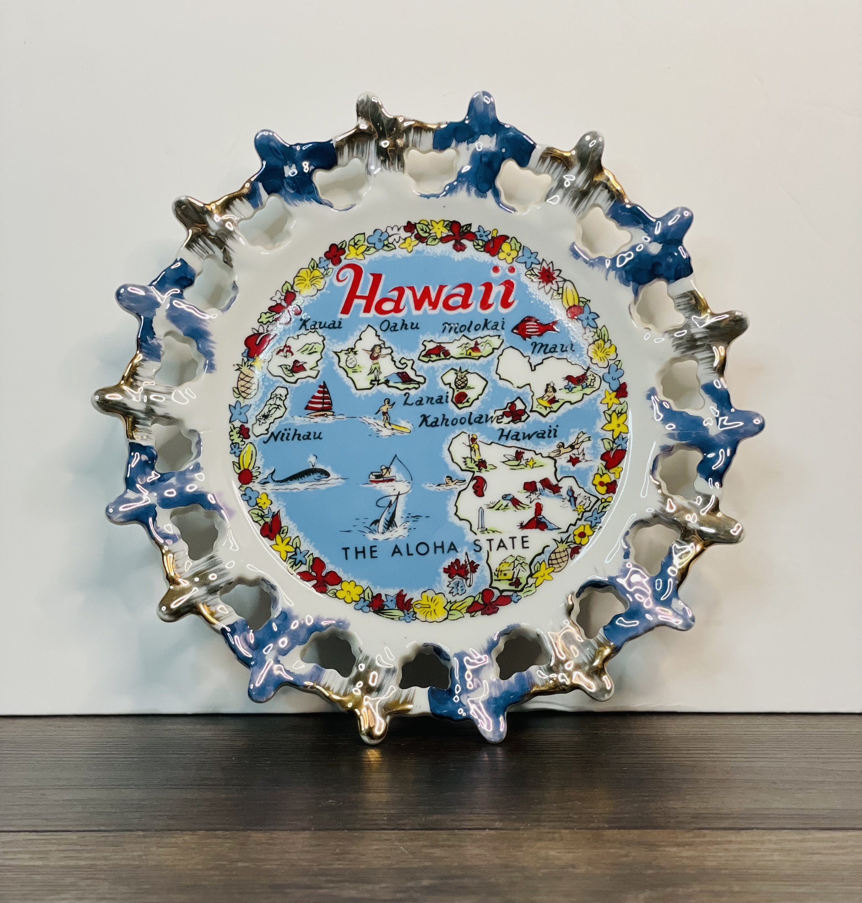 Vintage Hawaii Souvenir Plate Mid Century Vintage Hawaiian State Plate