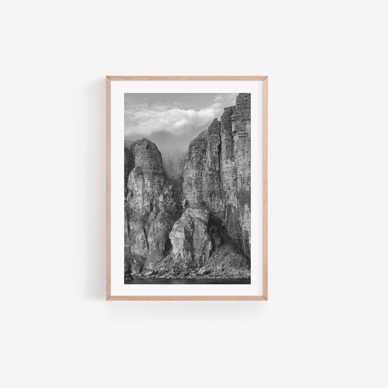 Scotland Orkney coastal cliffs black and white landscape photography print wall art