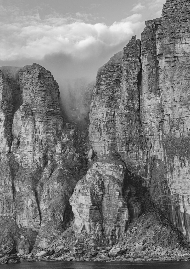 Scotland Orkney coastal cliffs black and white landscape photography print wall art