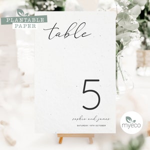 Numéros de table de mariage à planter, numéros de table de mariage minimaux, numéro de table minimaliste, plan de salle, numéros de table imprimés