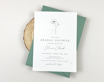 Zaproszenie na wieczór panieński z makiem: Karta z nasionami dzikich kwiatów do sadzenia