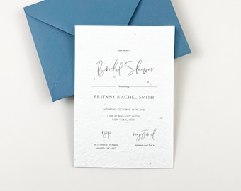Simple Bridal Shower Invitation, Minimal Bridal shower Announcement , ecofriendly Bridal Shower invitations with envelopes