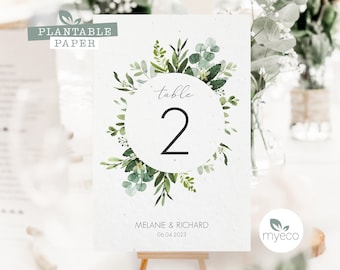 Roślinne numery stołów weselnych: papier z makiem i stokrotkami