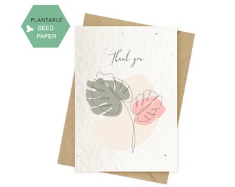 Seeded Paper Thank you Card, Eco-friendly Gratitude Greeting Cards, biodegradable gift ,say thank you, A6 Cards