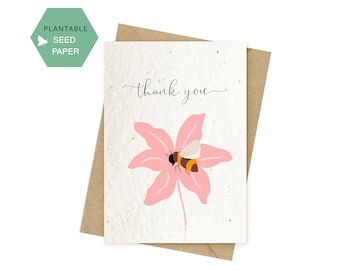 Thank you Plantable Card, Bee Cards,  Seeded Greeting Cards, biodegradable Gift , Eco-friendly Cards