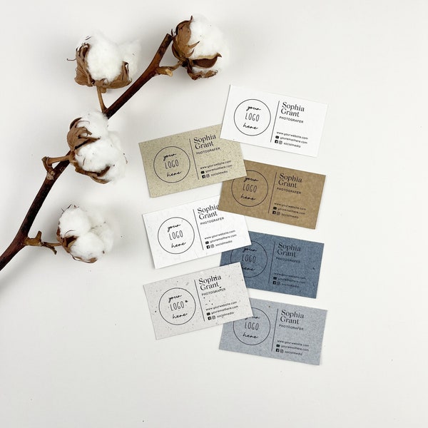 Eco Paper Business Card, Zero waste custom business cards, eco friendly cotton Business cards, sustainable cards