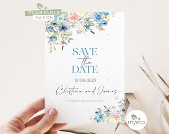 Plantable Floral Save The Date Cards: Seeded Paper Invitations