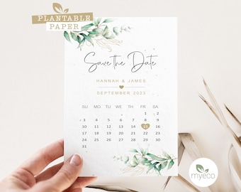 Papier ensemencé Save The Date cards, Greenery Save The Date Cards, Save the date calendar, cartes en papier ensemencé