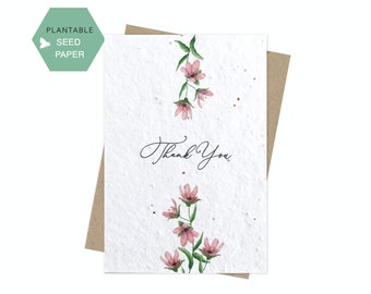 Thank your seeded Card, Wildflowers paper, watercolor flowers, Eco friendly, Seeded Paper, Custom message