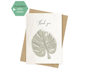 Thank You Plantable Card, Biodegradable Seeded Greeting Cards, Say Thank you, A6 Cards