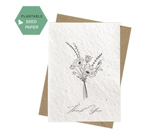 Plantable Thank you Card, biodegradable Gratitude Greeting Cards, biodegradable gift ,say thank you, Botanical A6 Cards