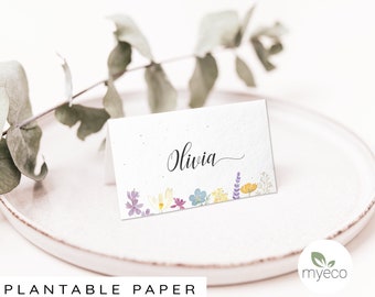 Wildflower Seeded Paper Place Cards: Personalized Wedding Favors