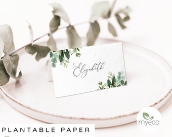Plantable Wedding Place Cards: Seeded Wildflower Paper, Boho Greenery