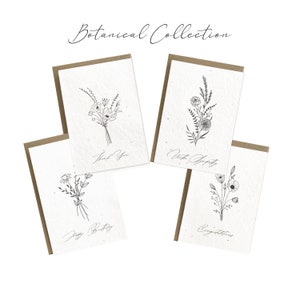 Cartes de vœux botaniques plantables, écologique, Anniversaire, merci, avec sympathie, cadeau biodégradable , Cartes botaniques A6