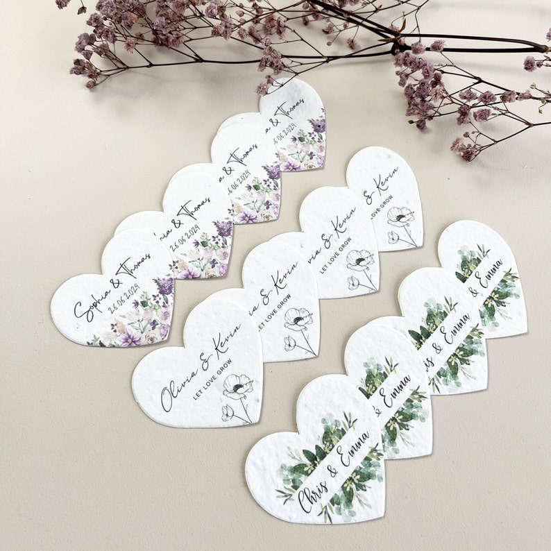 Plantable Seed hearts 2.5 inches for wedding favours -daisy seeded paper