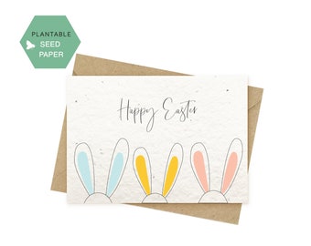 Easter Plantable Card, Biodegradable Easter Bunny Cards,  Happy Easter folded Cards, Eco-friendly Seeded paper, Zero Waste Easter Cards