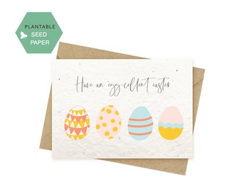 Easter Seed Paper Card, Biodegradable Easter Eggs Cards,  Happy Easter folded Cards, Eco-friendly Seeded paper, Zero Waste Easter Cards