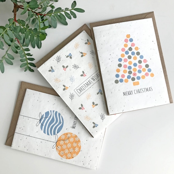 Biodegradable Pack of 3 Christmas Plantable Cards