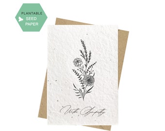 Plantable Sympathy cards, eco-friendly, Greeting Cards, biodegradable gift , Sympathy eco cards, Botanical A6 Cards