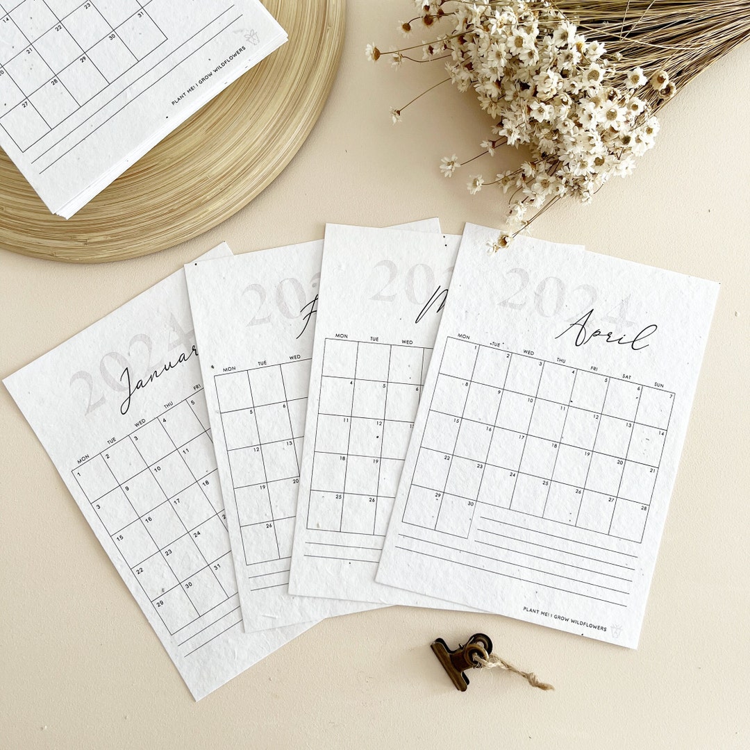 Plantable Calendar 2025 Minimalist Wall Calendar Wildflowers Etsy UK