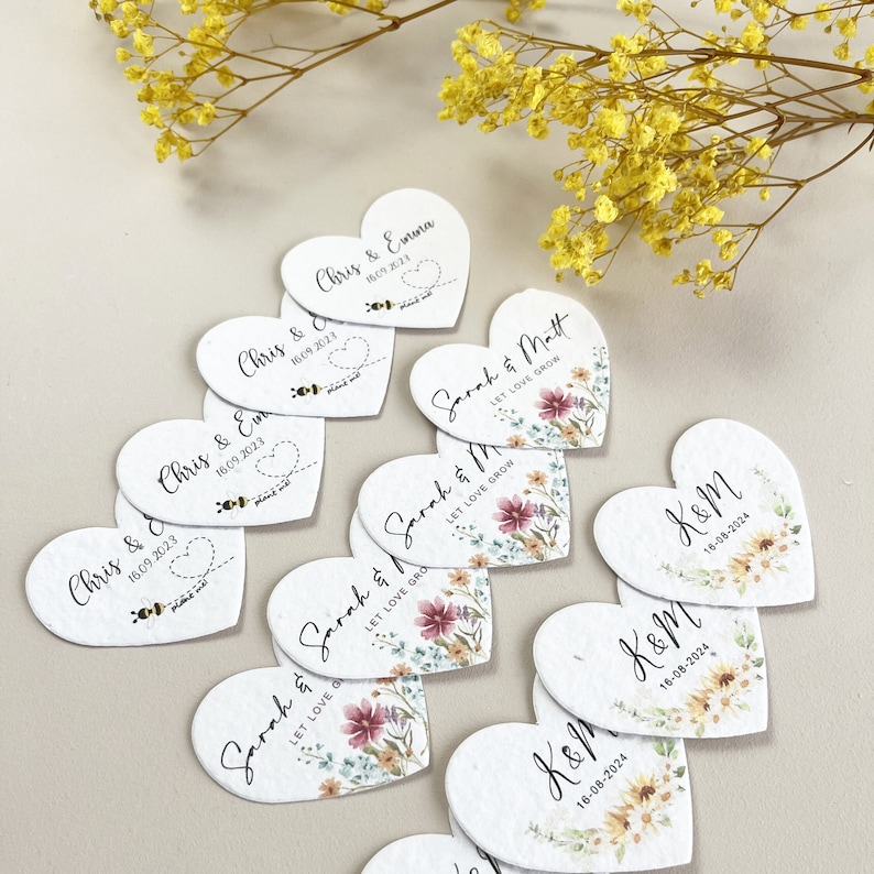 Plantable Seed hearts 2.5 inches for wedding favours -wildflower seeds